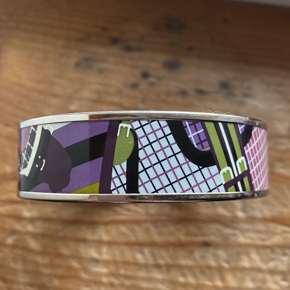 💛 Hermes Pour Sortir Printed Wide Enamel Bangle